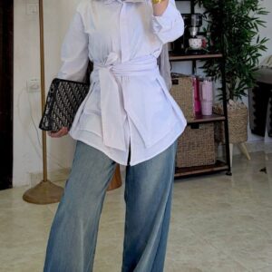 Poplin Wrap-Belt Shirt