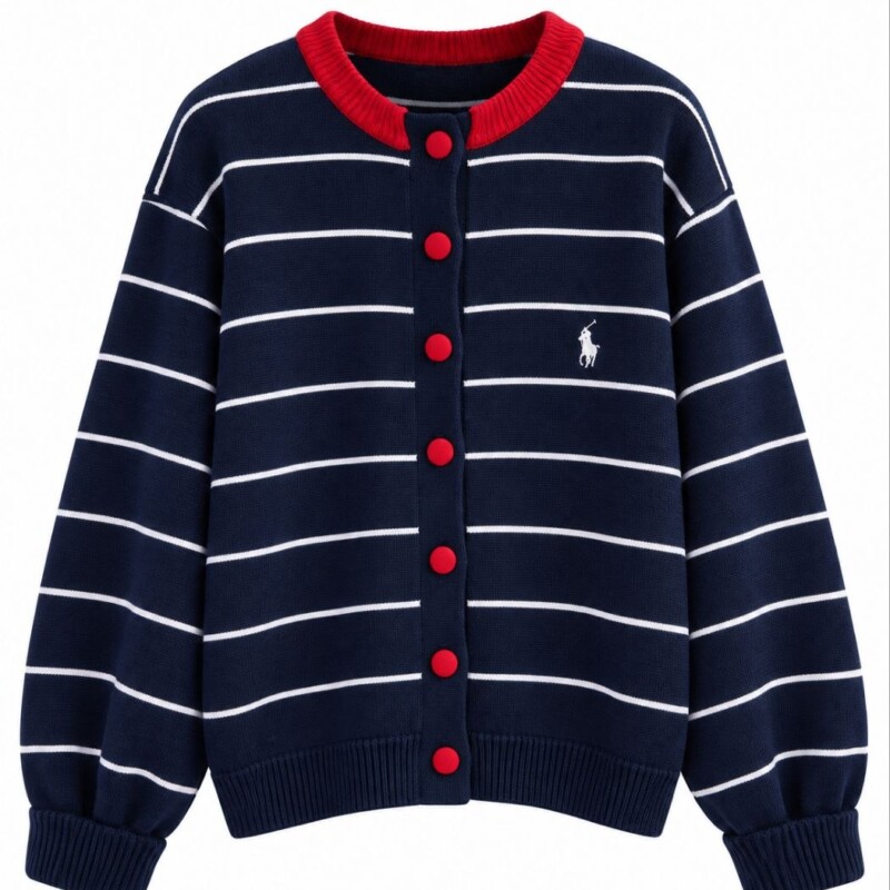 Striped Polo Knit Cardigan