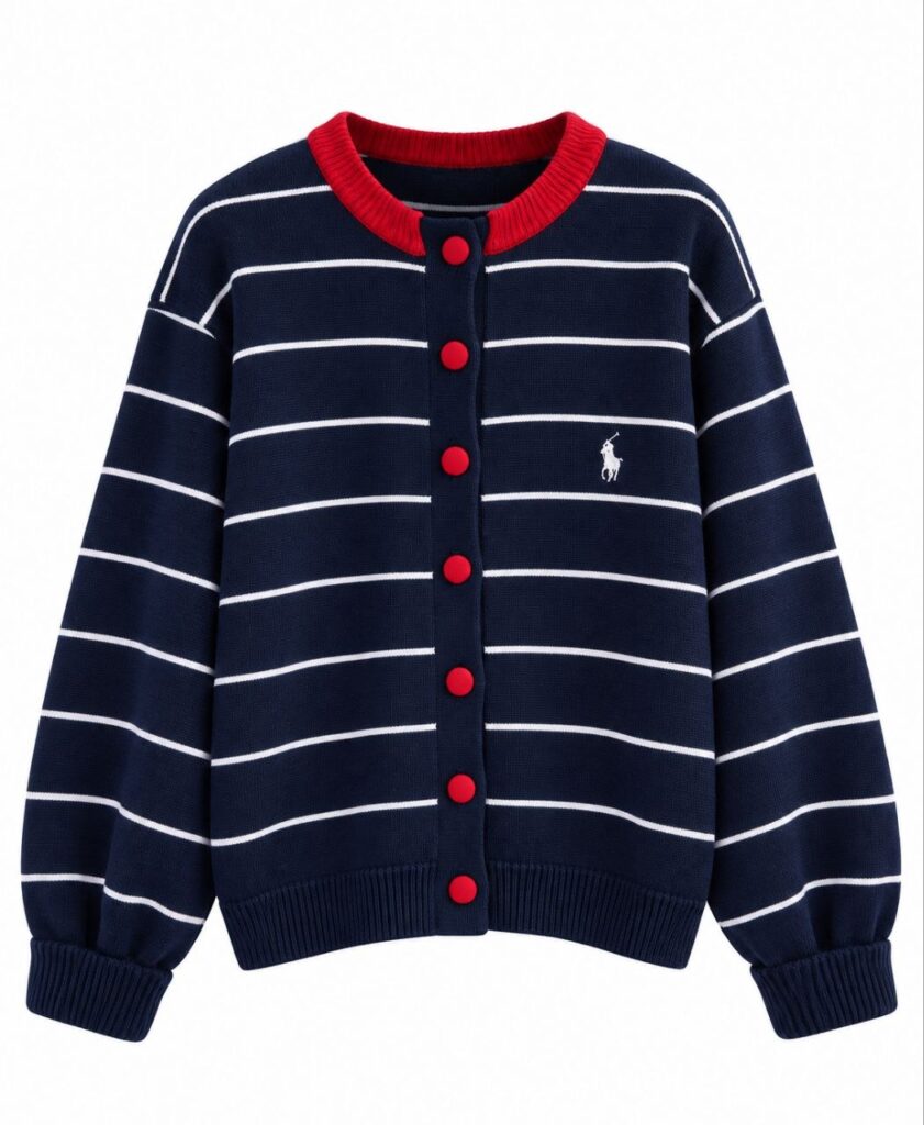Striped Polo Knit Cardigan