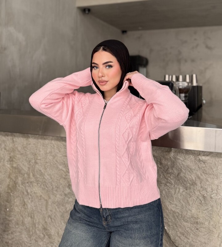 Cable Knit Zip Jacket.