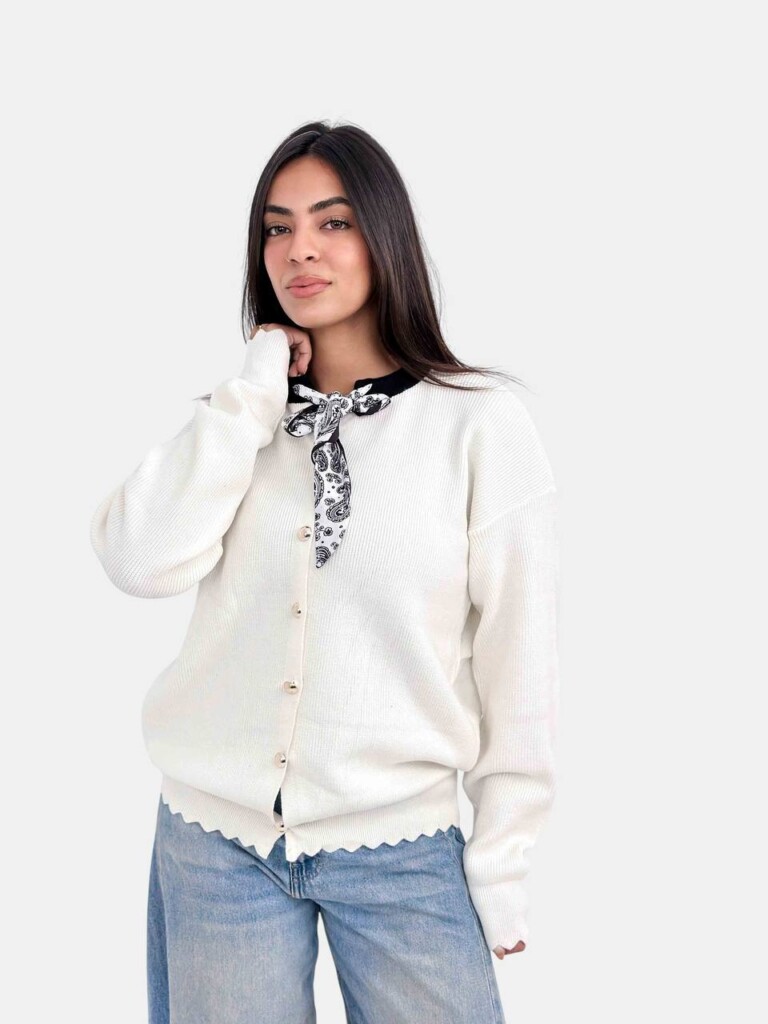 Paisley Bow Knit Cardigan