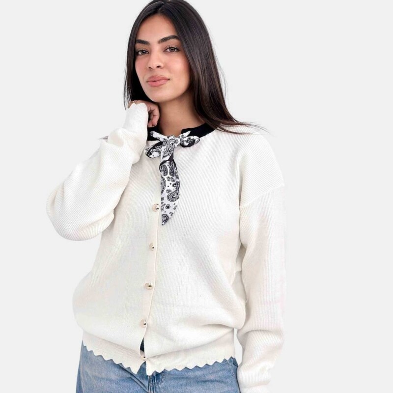Paisley Bow Knit Cardigan