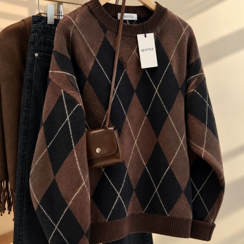 Argyle Knit Sweater.