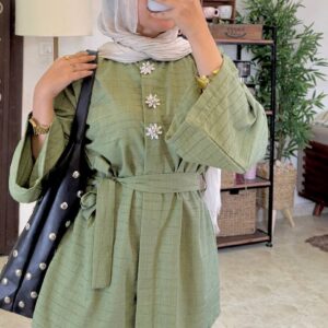 Striped Jacquard Belted Shirt